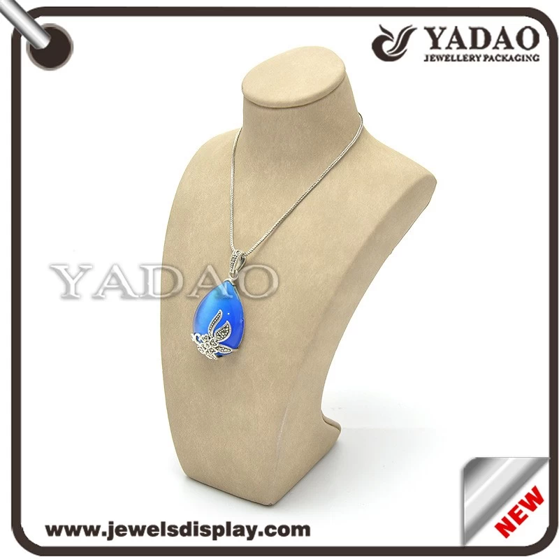 China factory of custom off white PU leather necklace display stand for jewellery shop counter and window  resin necklace busts