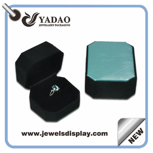 China factory supply ability 1000000 per month blue leather jewelry plastic boxes for shop counter and window display and showcase  ring packing box