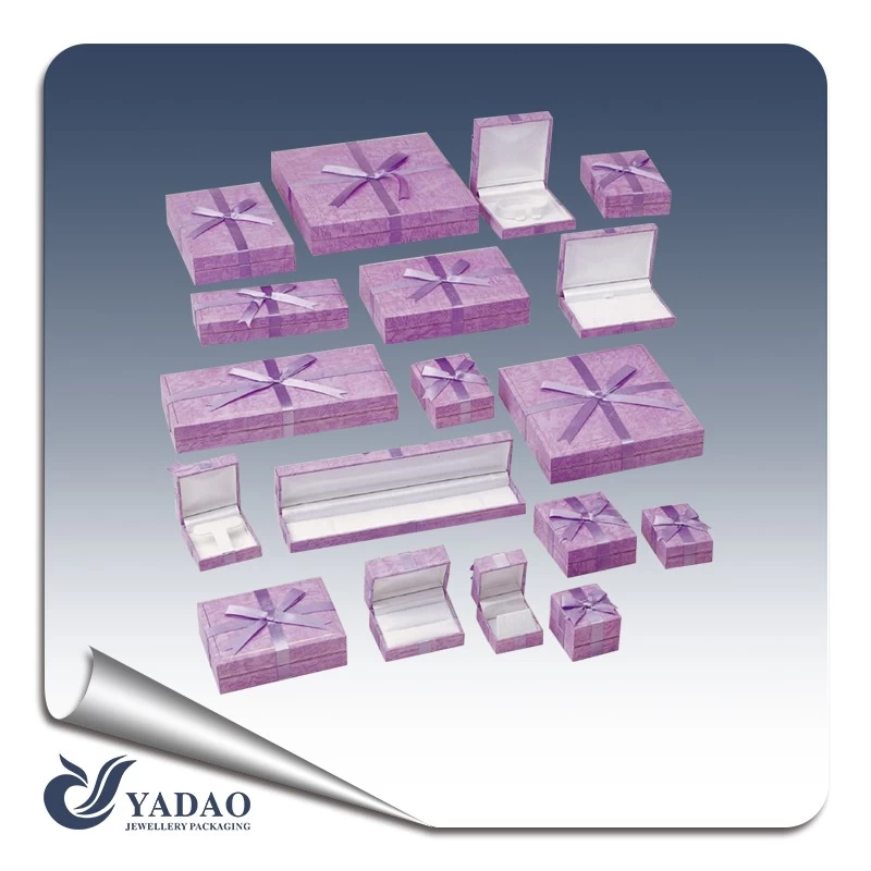 China jewelry packaging manufacturer of Luxury noble purple paper jewelry and gifts boxes and cases for jewelry showpieces exhibition and display with sample available