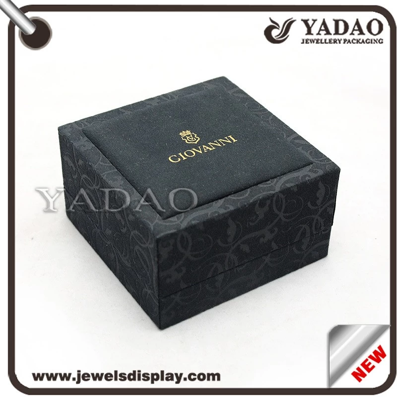 China manufacuter elegant pattern velvet jewelry plastic box for ring pendant bangle bracelet with logo in a low price