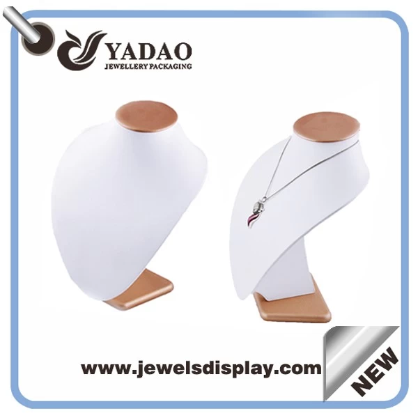 China supplier white leather pu necklace bust display for jewelry store with your logo