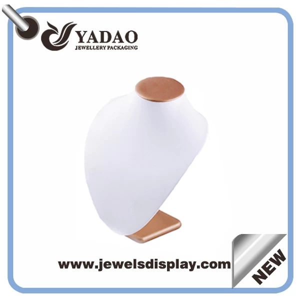 China supplier white leather pu necklace bust display for jewelry store with your logo