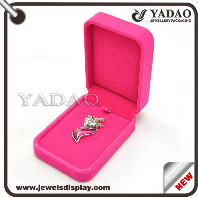 China wholesale MOQ 500 one set of pink color flocking jewelry and gift boxes for rings necklaces earring bracelets packing velvet box