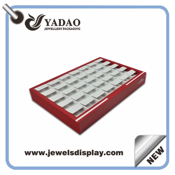 Chinese Manufacturer of promotional handmade white and red leather earring display trays ,earring exhibitor tray holder , earring presentation trays