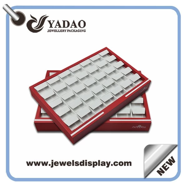 Chinese Manufacturer of promotional handmade white and red leather earring display trays ,earring exhibitor tray holder , earring presentation trays