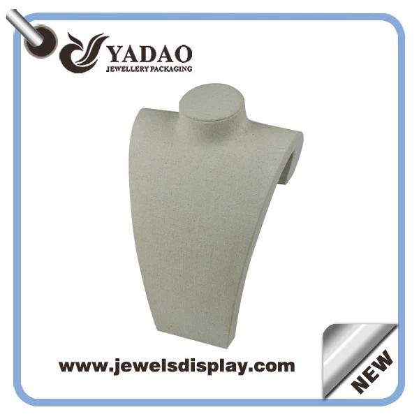Chinese manufacturer of High quality linen necklace busts, resin necklace display props ,resin necklace form  stand wrapped with linen for jewelry shop counter showcase