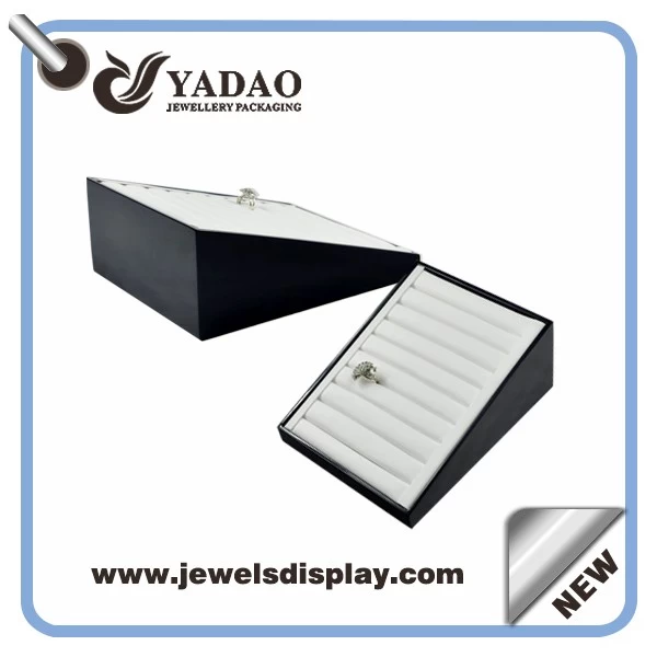 Chinese manufacturer of lacquer ring trays ,white PU ring trays ,Luxury ring display trays for jewelry shop counter and showtrade