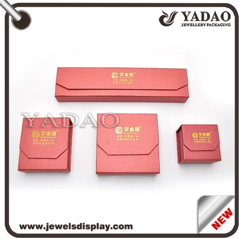 Chinese special designed lib lining surface red paper boxes for jewelry packaging