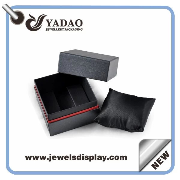 Classic black paper jewelry box for watch display boxes with pillow made in China