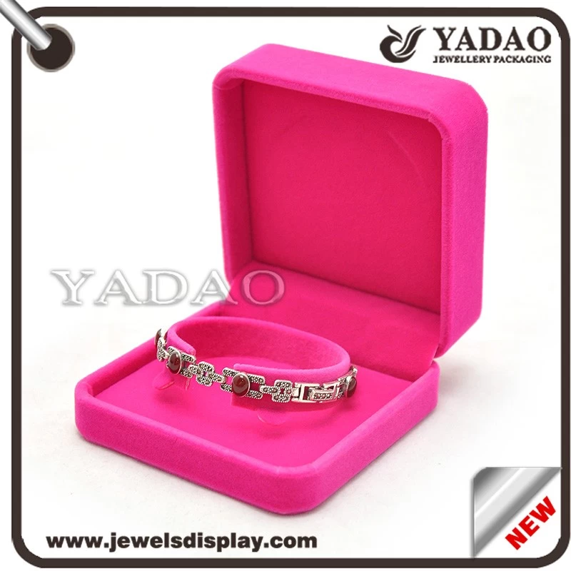 Custom RED jewelry gift boxes with soft touch velvet Multi-function packing box