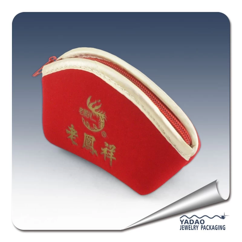 Custom cute red suede jewelry pouches,suede jewelry bags, suede pouches  with zipper wholesale