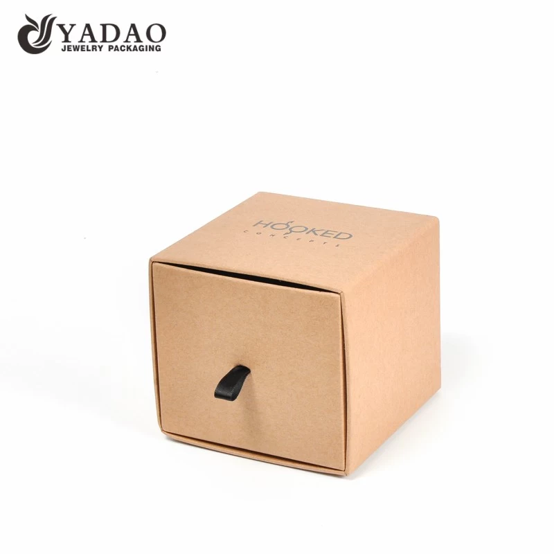 Custom fashion handmade sliding drawer jewelry box with logo printed