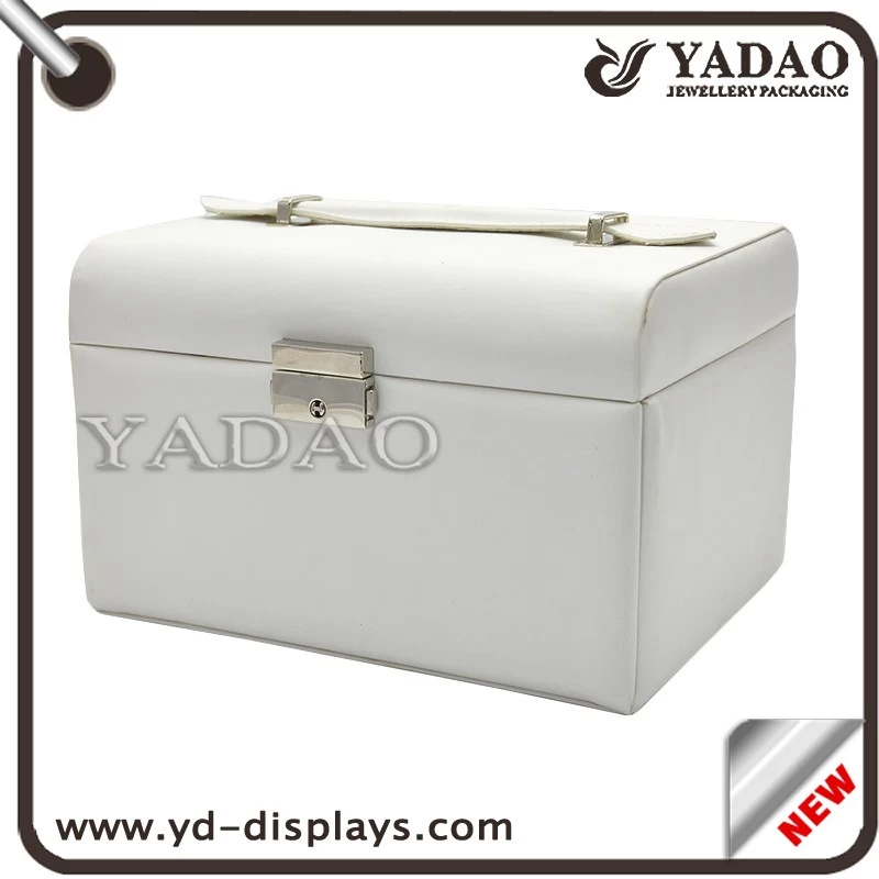 Custom multifunction  jewelry gift boxes with fashion white leather