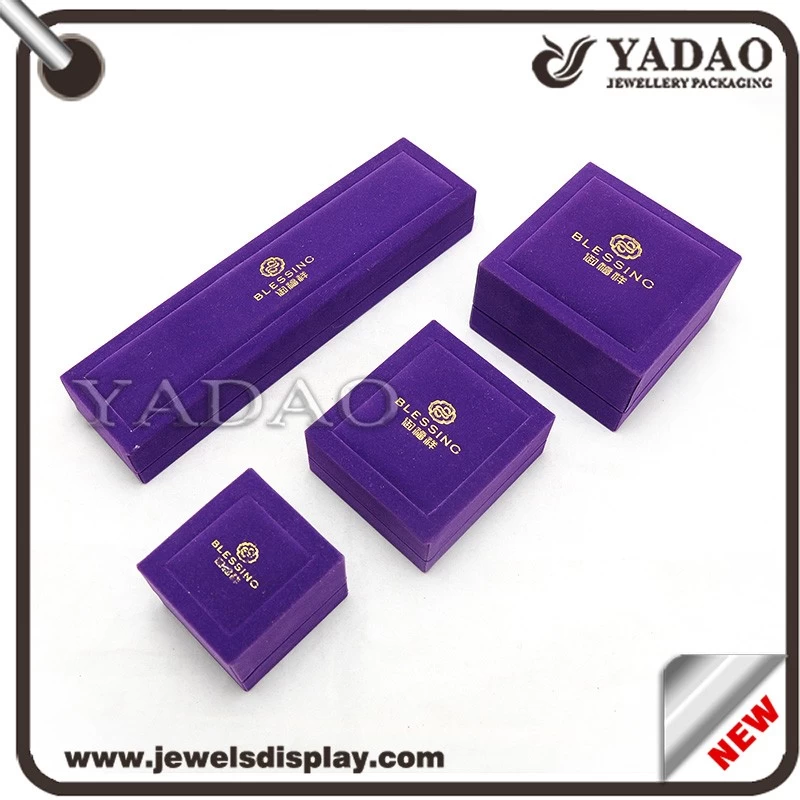 Custom purple jewelry gift boxes with soft touch velvet Multi-function packing box