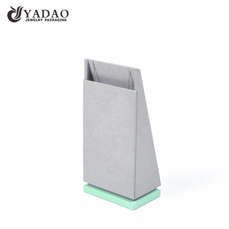 Customize wooden standing jewelry display stand necklace display holder slant hollow design to hide chains