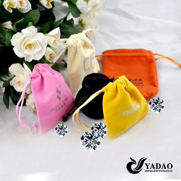 Customized logo Jewelry bags with cord ,Velvet pouch for jewelry packaging with wholesale price