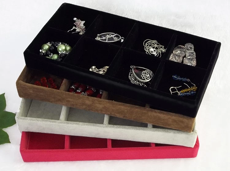Customized velvet jewelry display tray for ring bangle necklace made in China