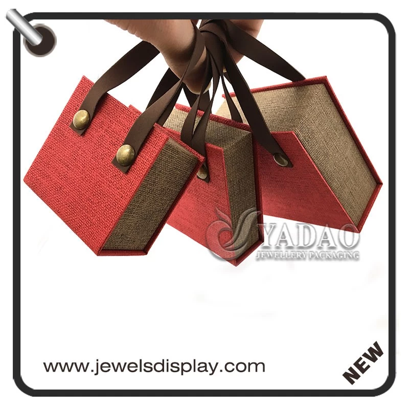 Cute bag shape paper jewelry box for ring/necklace/earring/bangle/chain package with good quality.