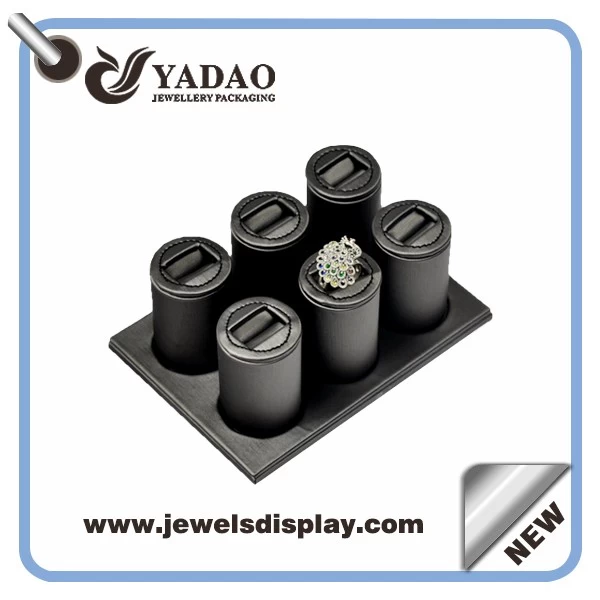 Dark Black color leather jewelry display stand ring holder finger ring holder