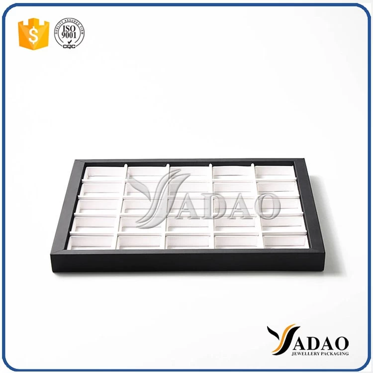 Different optional simple color size customize display tray with square space mdf leather making for jewelery