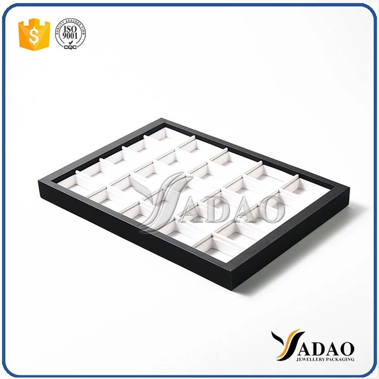 Different optional simple color size customize display tray with square space mdf leather making for jewelery
