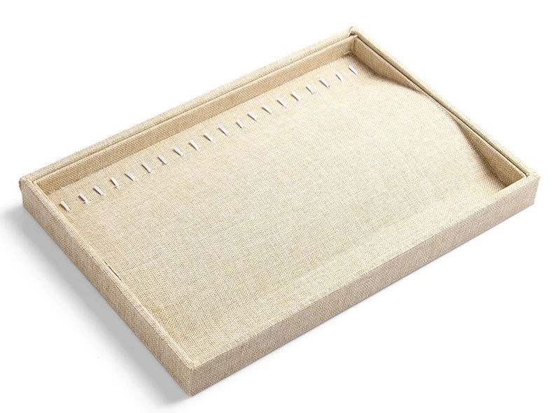 Discount manufactuer custom luxury wooden tray for jewelry bracelet Linen jewelry display tray  wholesale