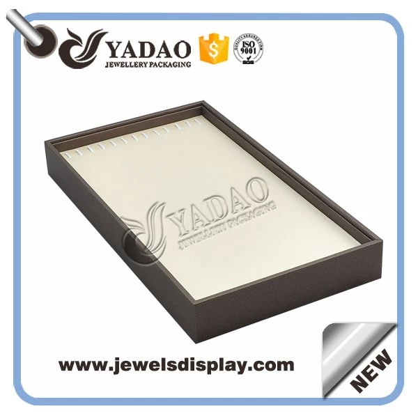 Elegant leather any color wooden display tray for necklace and long chain