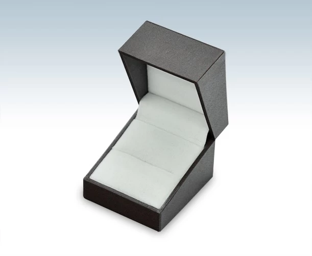 Factory price silver hot stamping Leatherette ring gift box with white velvet insert