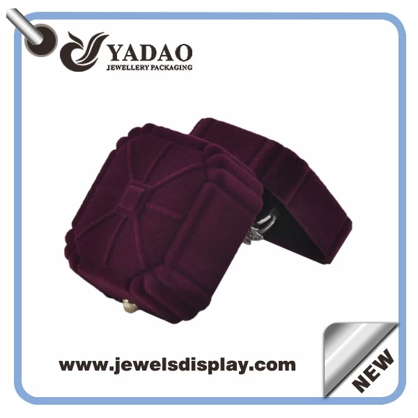 Flocking jewelry box packaging box for ring display purple ring packaging box