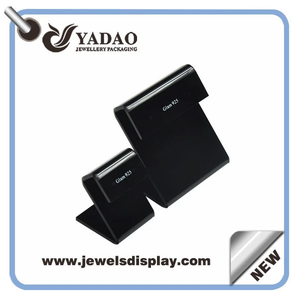 Glossy black acrylic earring display stand with custom logo for earring presentation wholesale prices