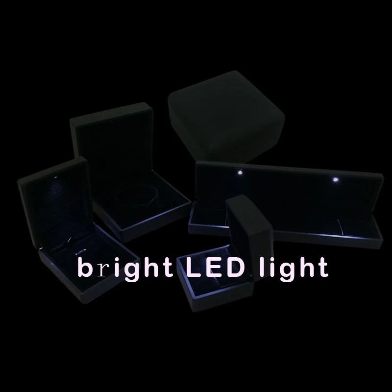 Good quality in stock leather led jewelry display box have red/blue/purple color for you choose made in China