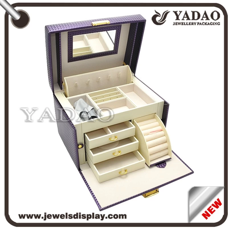 Good quality whole jewelry display box for ring necklace pendant  MDF+ PU Leather Jewelry  storage box for luxury jewelleries made in China