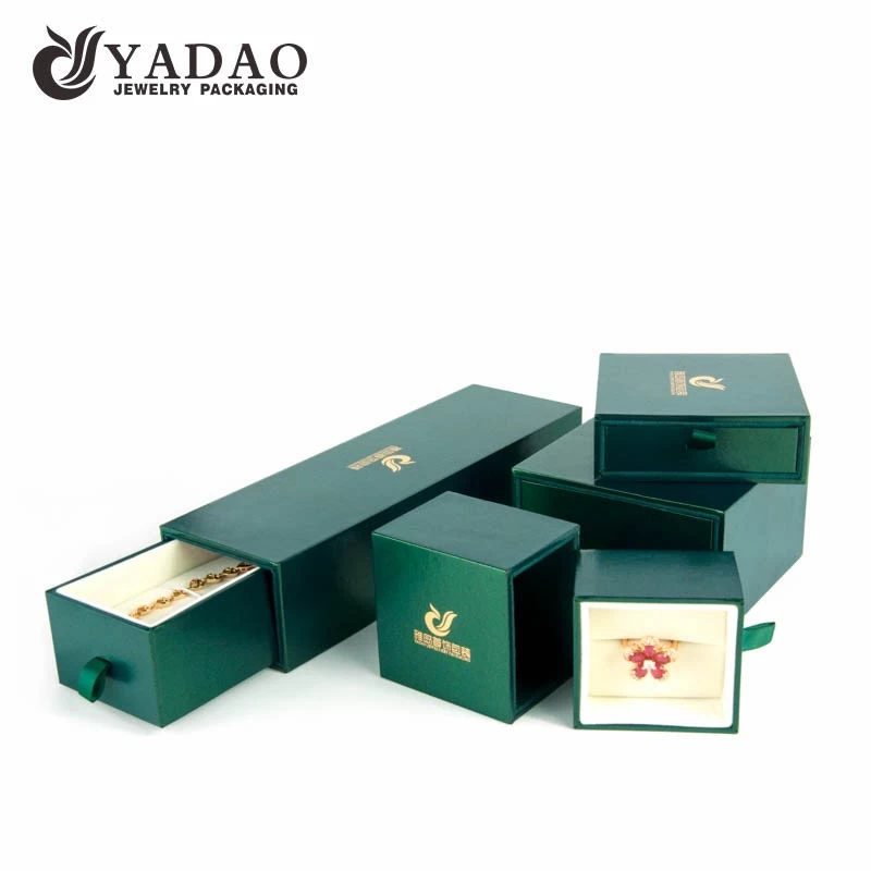 Green jewelry organizer jewelry box drawer design with custom logo
