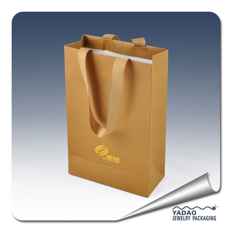 High end Paper jewelry shopping bag with silk drawstring