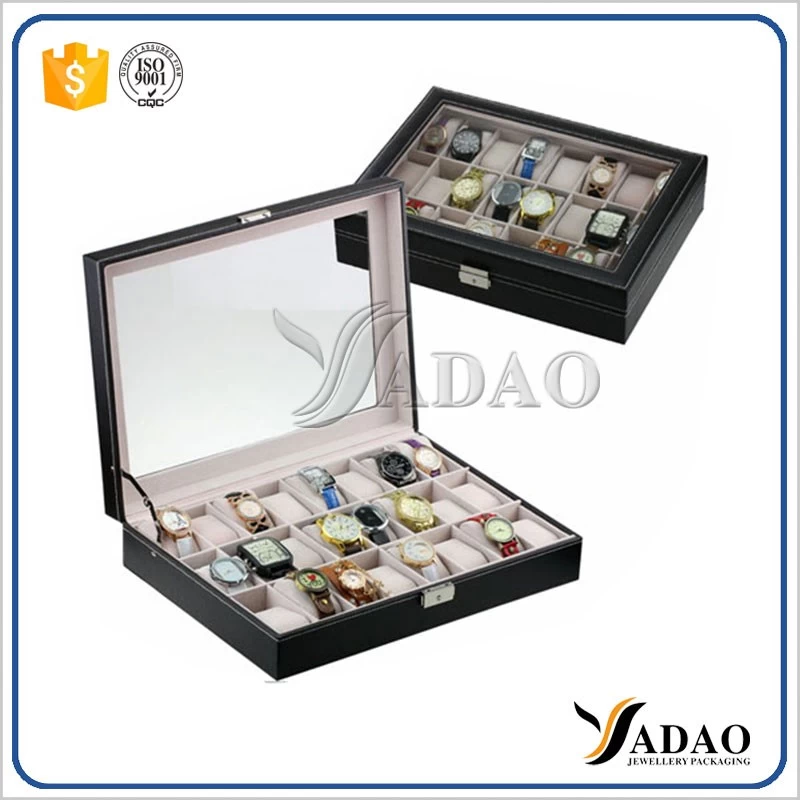 High-end wood watch display stand,watch display tray Cheap jewelry display Leather and Velvet Watch Display Tray