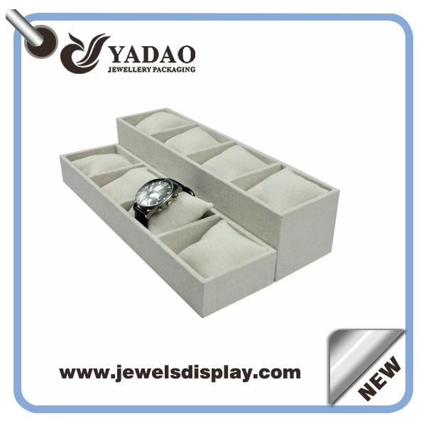 High quality 8 pcs linen watch display tray with pillow factory price