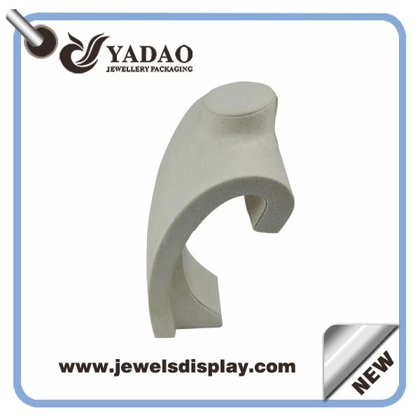 High quality Polyresin neck form display bust for jewelry display wrapped with linen fabric