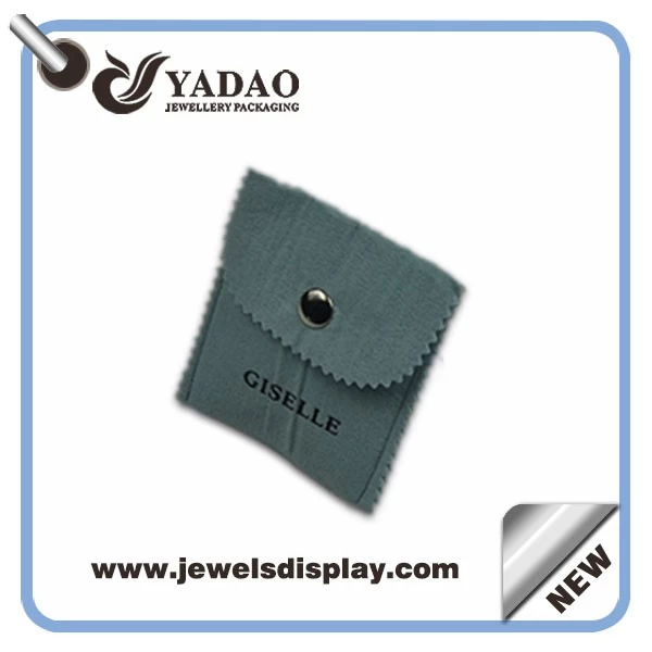 High quality gray velvet pouches jewelry bag with bottom and your logo made in China