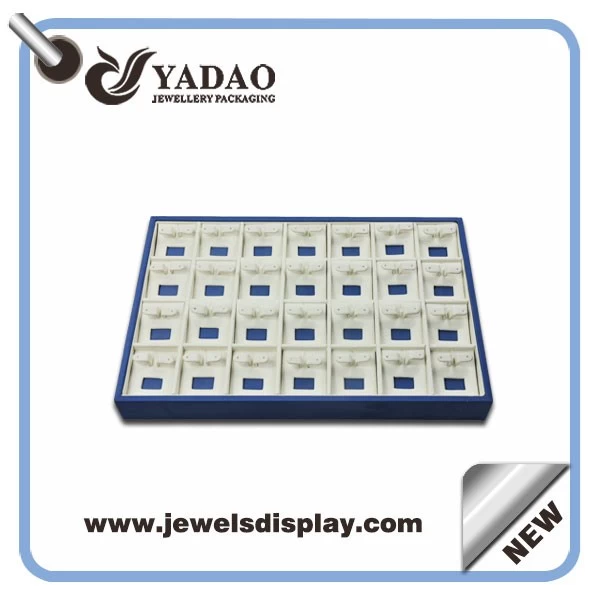 High quality inside velvet earring display trays and outside is wooden material for jewelry trays from China