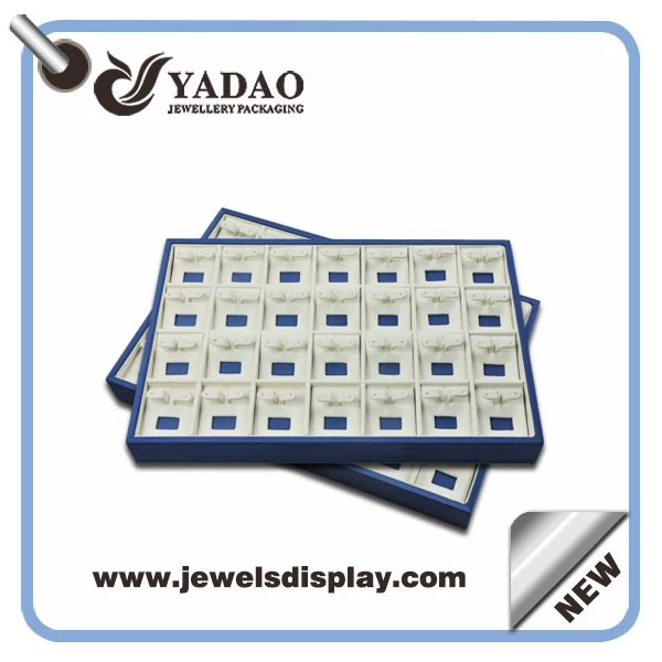 High quality inside velvet earring display trays and outside is wooden material for jewelry trays from China
