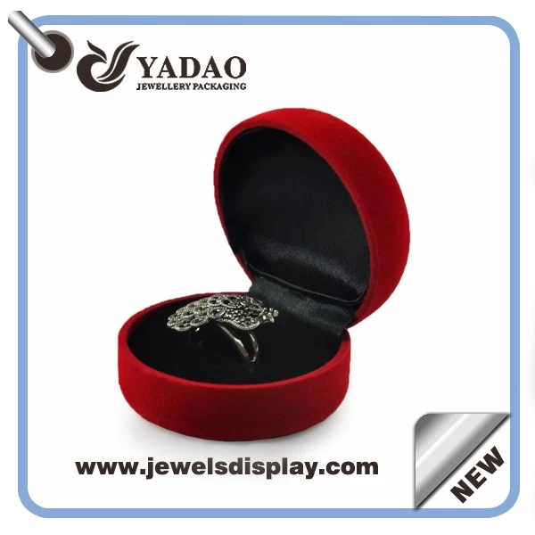 High quality luxury multiple jewelry wedding velvet engagement custom ring box heart shape style ring box with color velvet made in china