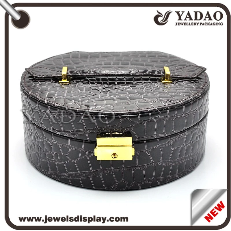 High quality manufacturers mirrored PU leather jewelry storage box wholesale with key and lock