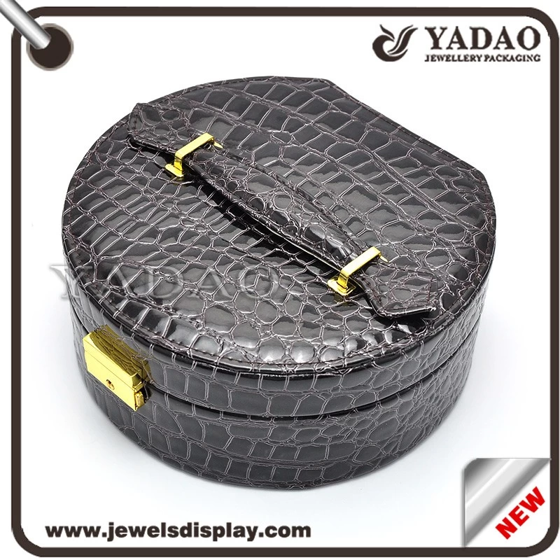 High quality manufacturers mirrored PU leather jewelry storage box wholesale with key and lock