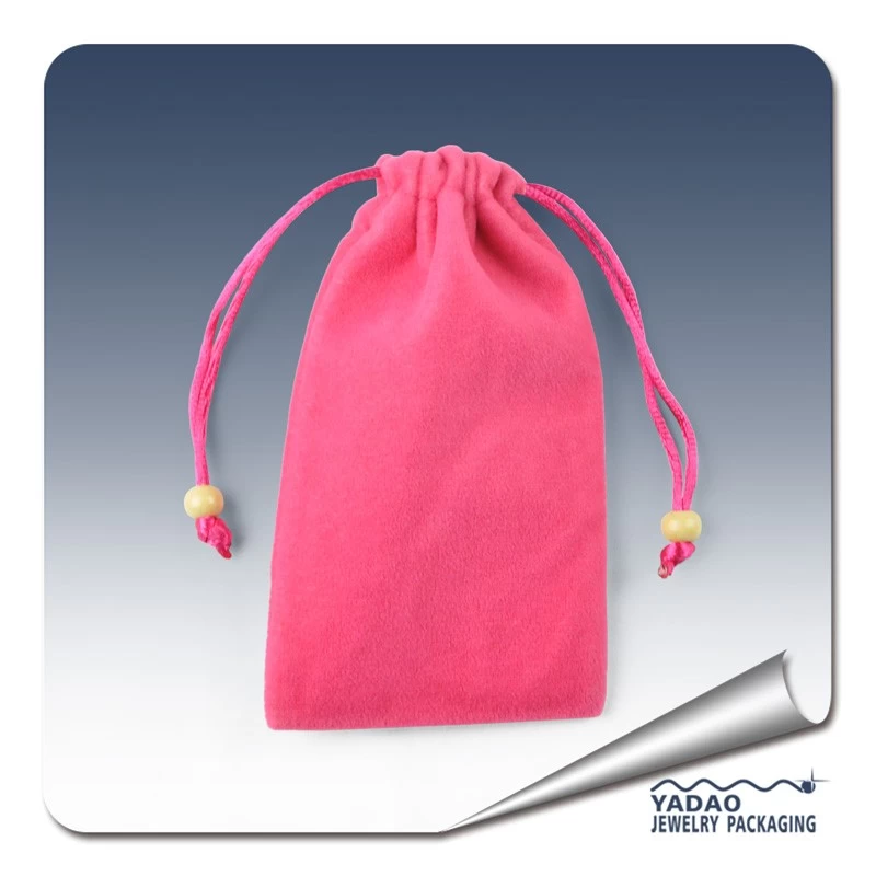 High quality soft and Pink fine jewelry suede pouch bag with drawstring for jewelry store