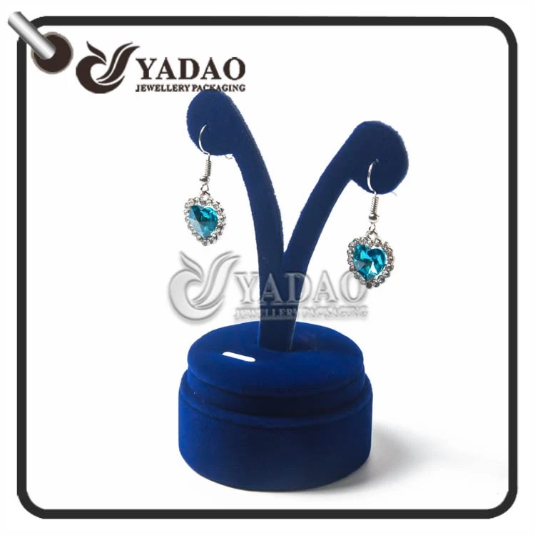 High quality soft royal blue velvet earring stand stud display with the cute bunny shape
