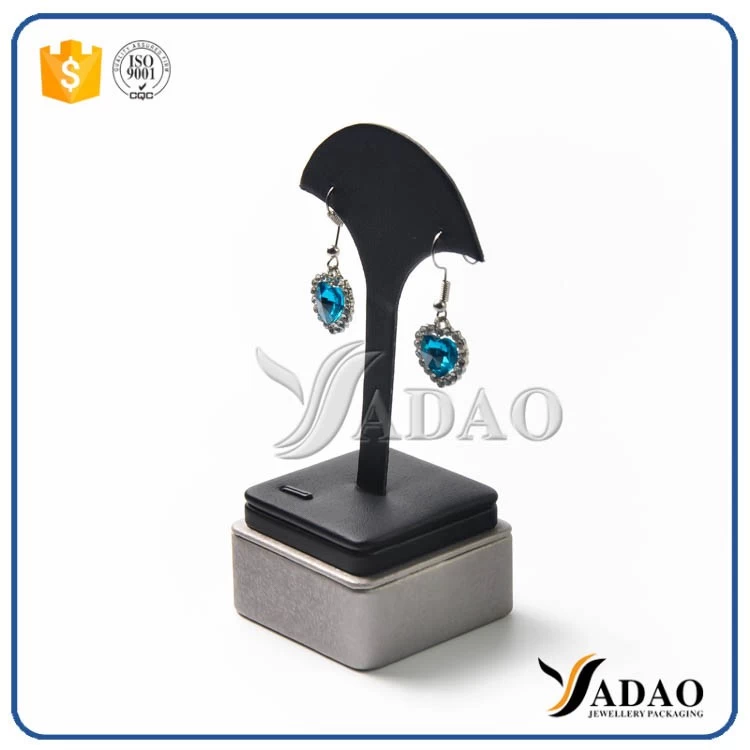 Hot sale customized wholesale free logo jewelry wooden finished with velvet satin earring display stand