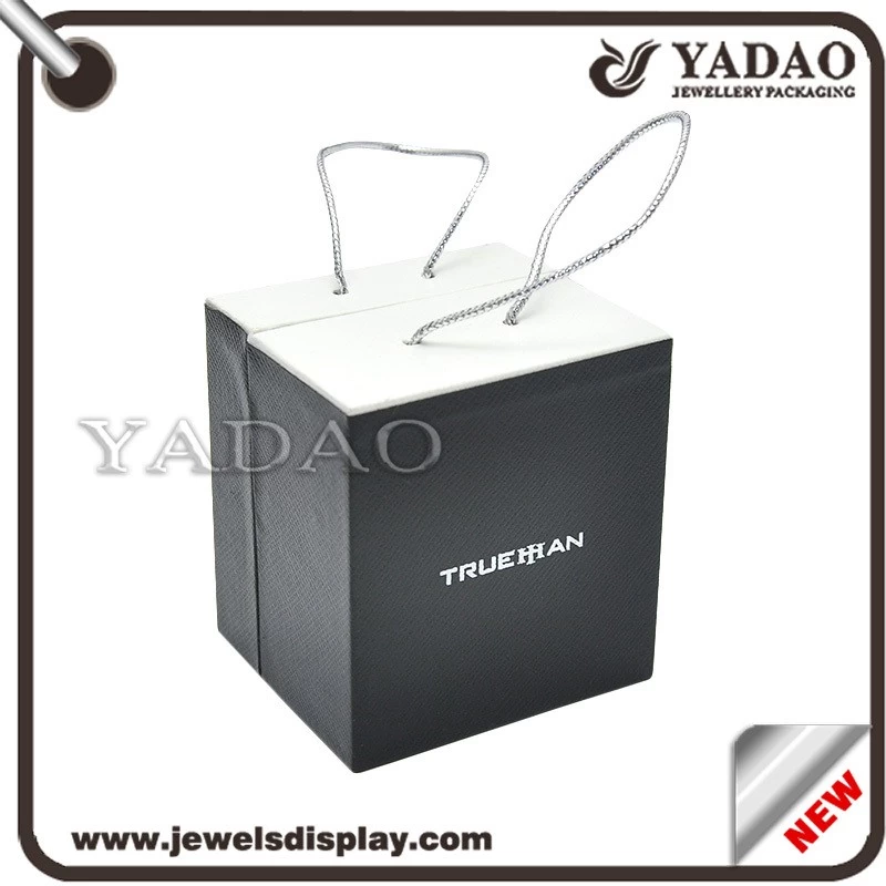 Hot sale  special designed logo printed custom size various functional jewelry plastic gift box with handles wholesale