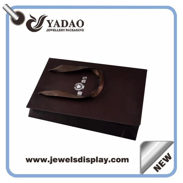 Hot selling brown paper jewelry bag with your logo for go shopping on the jewelry store