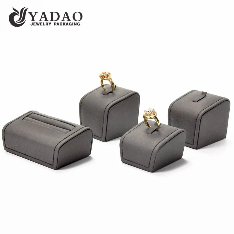 Hot selling elegant leatherette ring display stand with customized color and height suitable for your jewelry showcase.
