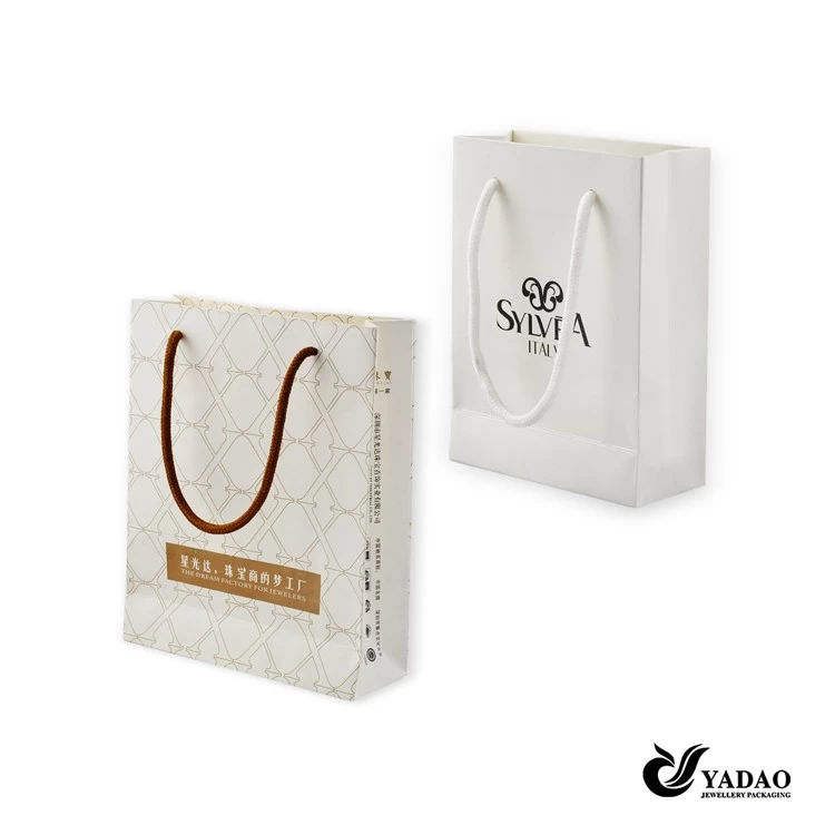 Hot selling fashion kind of jewelry shopping bag paper bag for jewelry with logo and drawstring made in China
